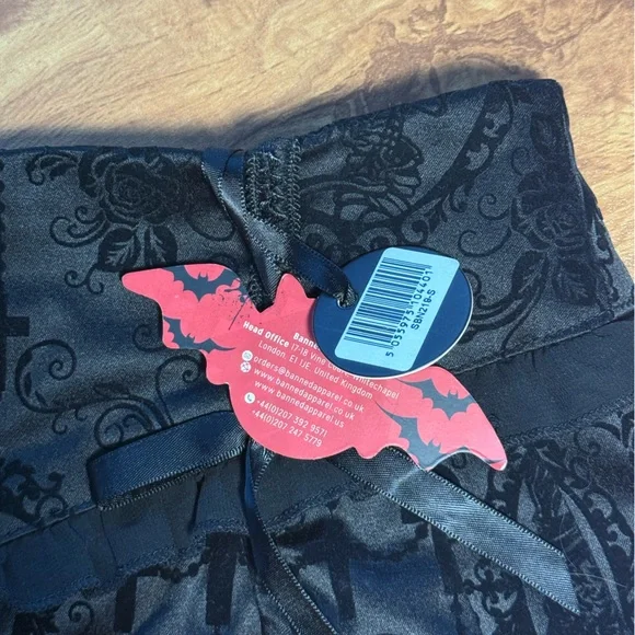 Gothic Skull Black Patterned High-Low Skirt NWT - Picture 6 of 8